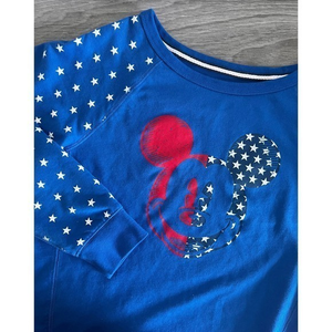 Disney Parks Mickey Mouse Red White Blue Stars Flag America Sweatshirt‎ Size M
